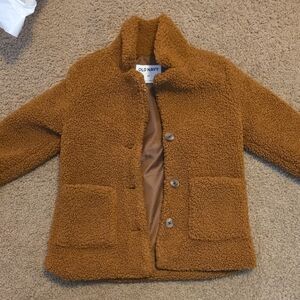 Navy Tan Sherpa Coat